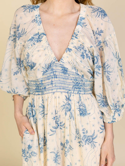 free people v neck blue maxi