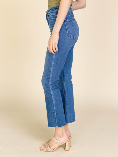 just black denim cropped tonal flare