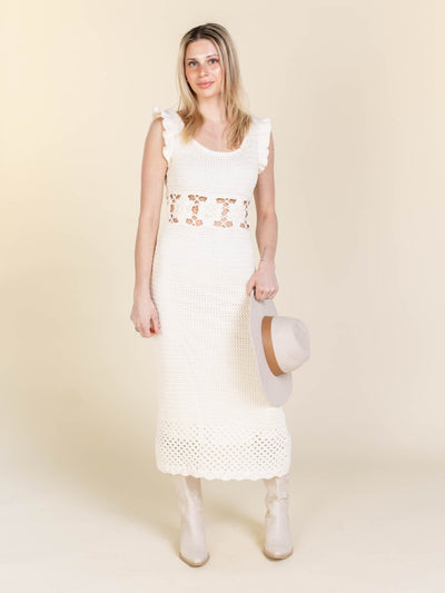 open knit waist crochet dress