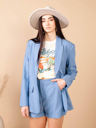blue colored blazer