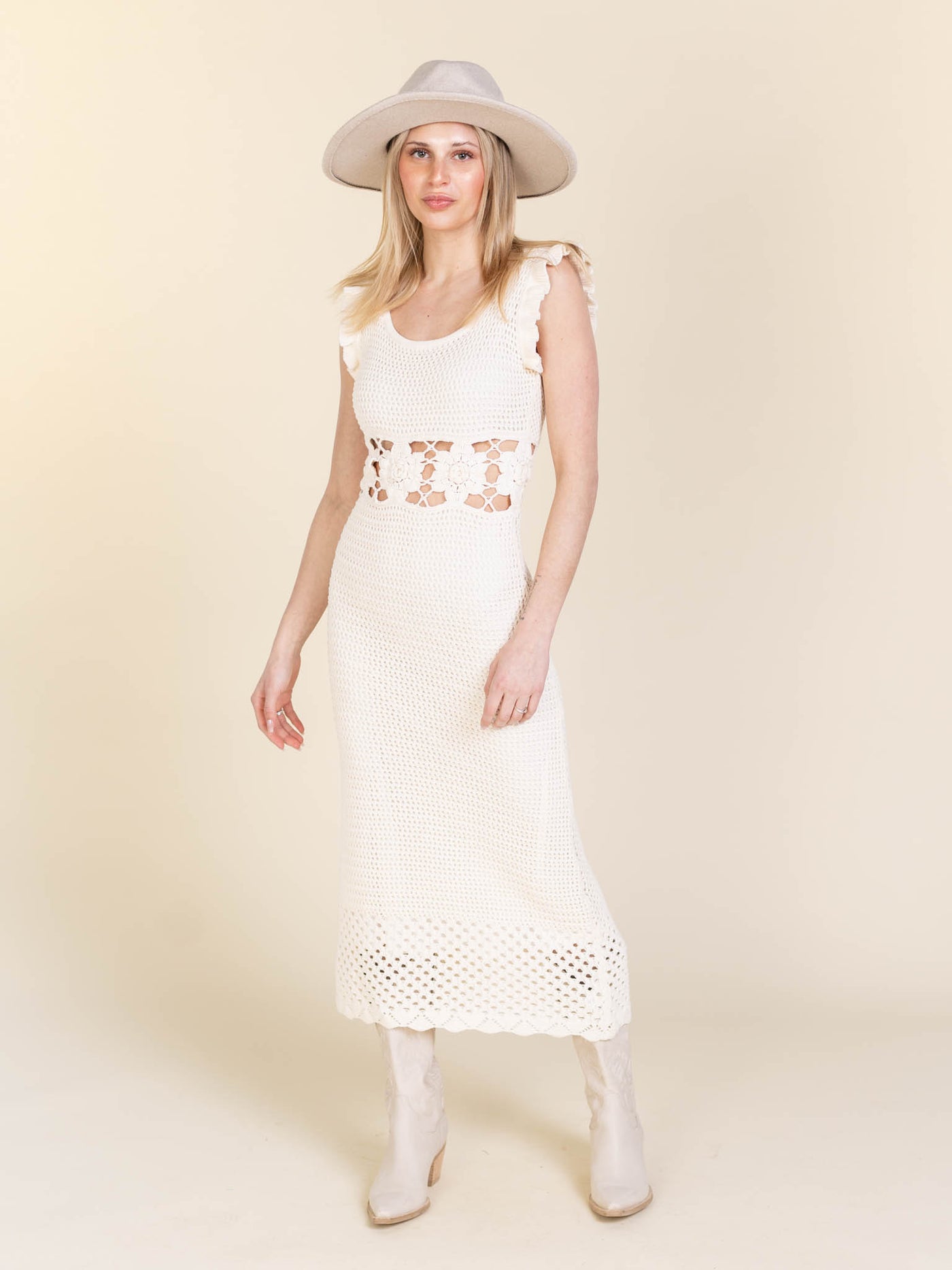 flutter sleeve crochet dress