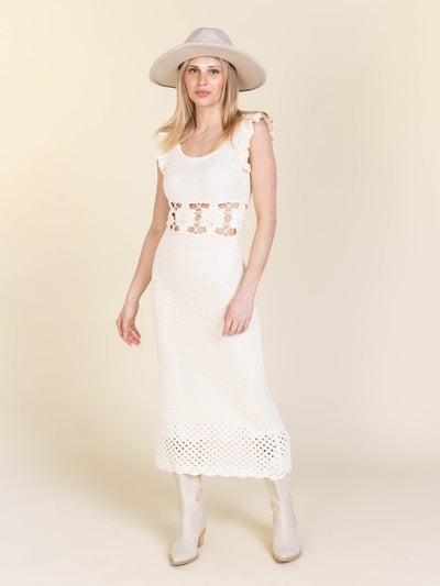 flutter sleeve crochet dress