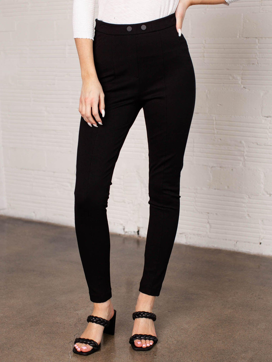 Black Tape-High Waisted Front Seam Pant - Leela and Lavender