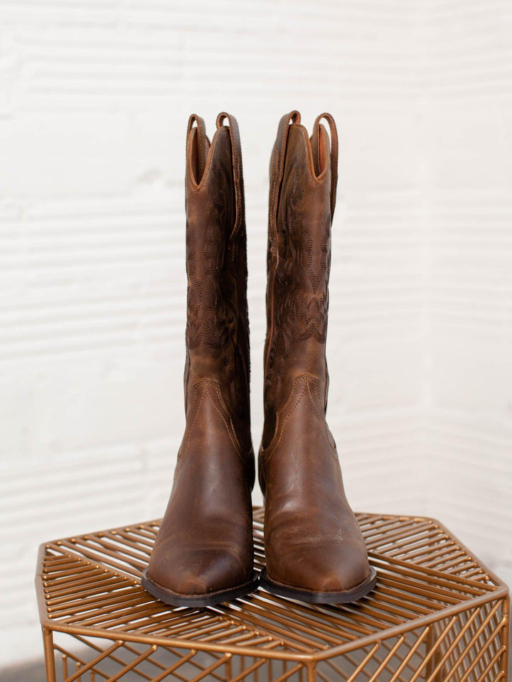 Jeffrey Campbell-Jeffery Campbell Dagget Brown Washed Western Boot - Leela and Lavender