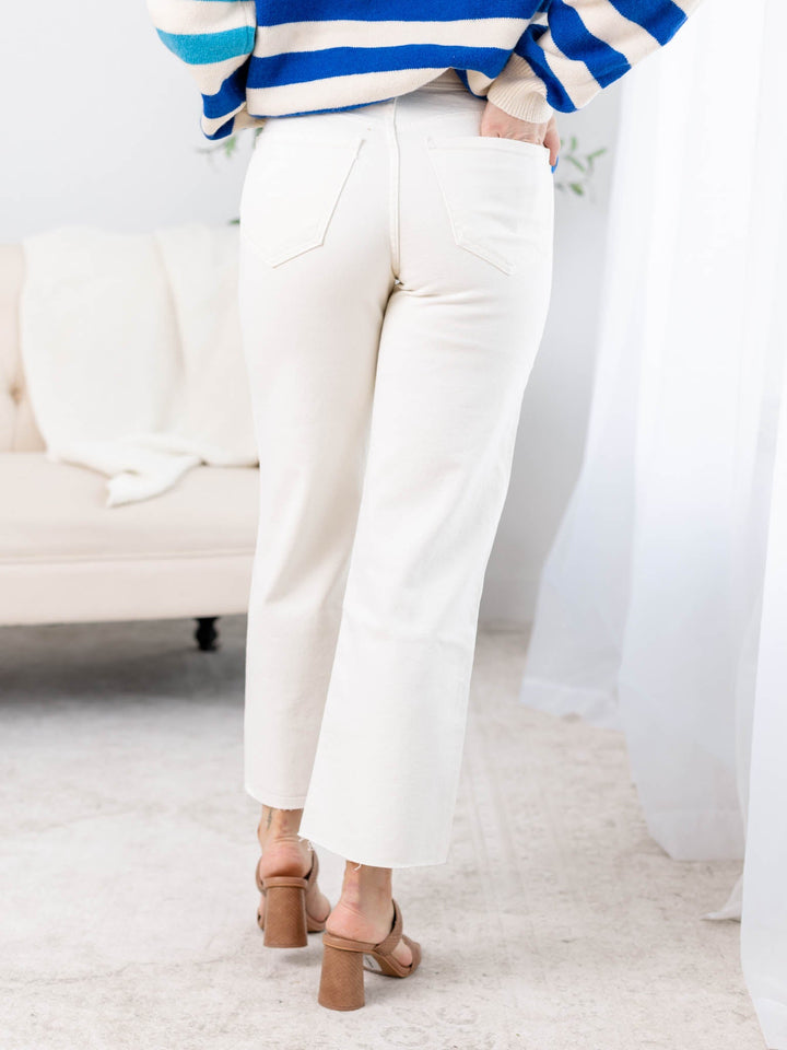 Just Black-Just Black High Rise Utility Wide Leg - Off White - Leela and Lavender