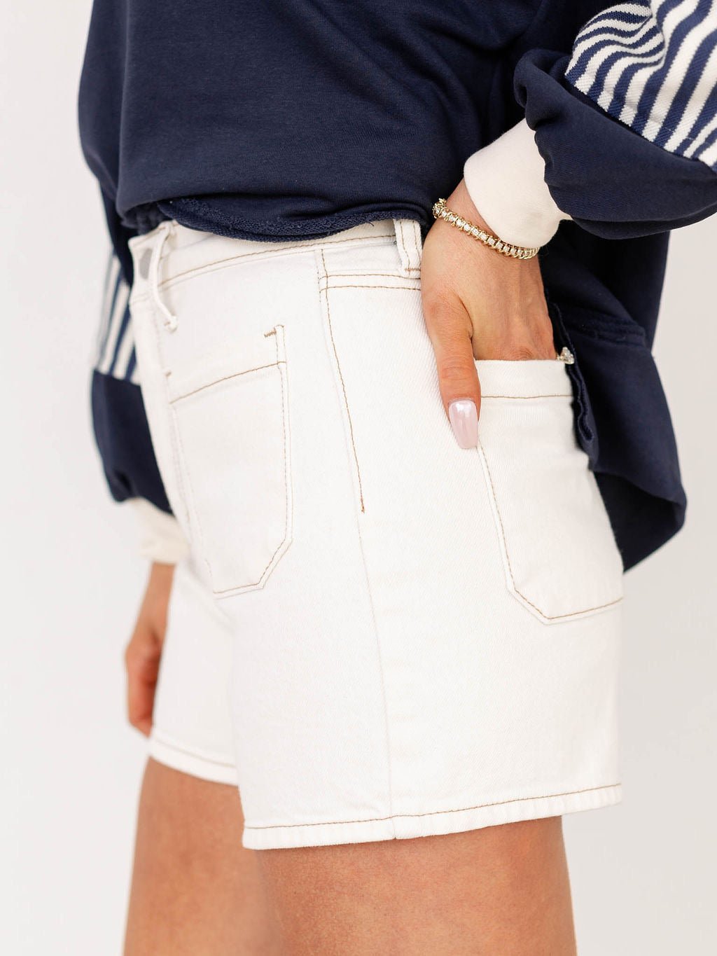 Just Black Off White Patch Pocket ShortDenim Shorts/Skirts