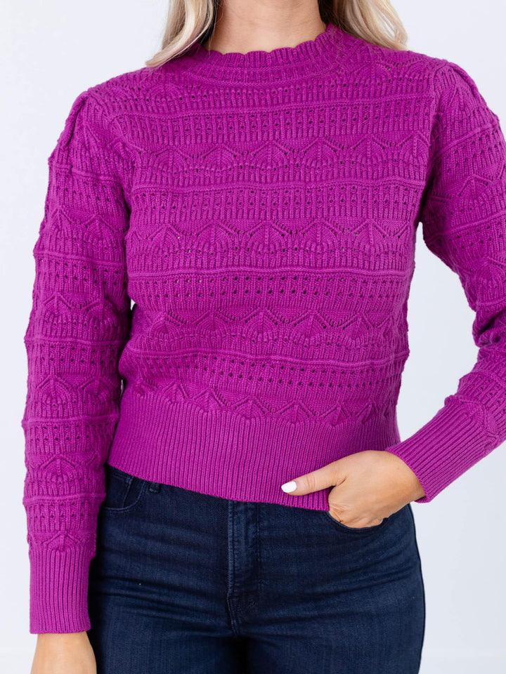 &merci-Knit Pointelle Sweater - Leela and Lavender