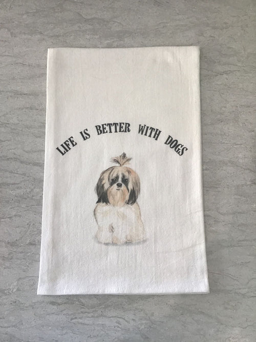 Cora & Pate-Life is Better With Dogs Dishtowel - Leela and Lavender