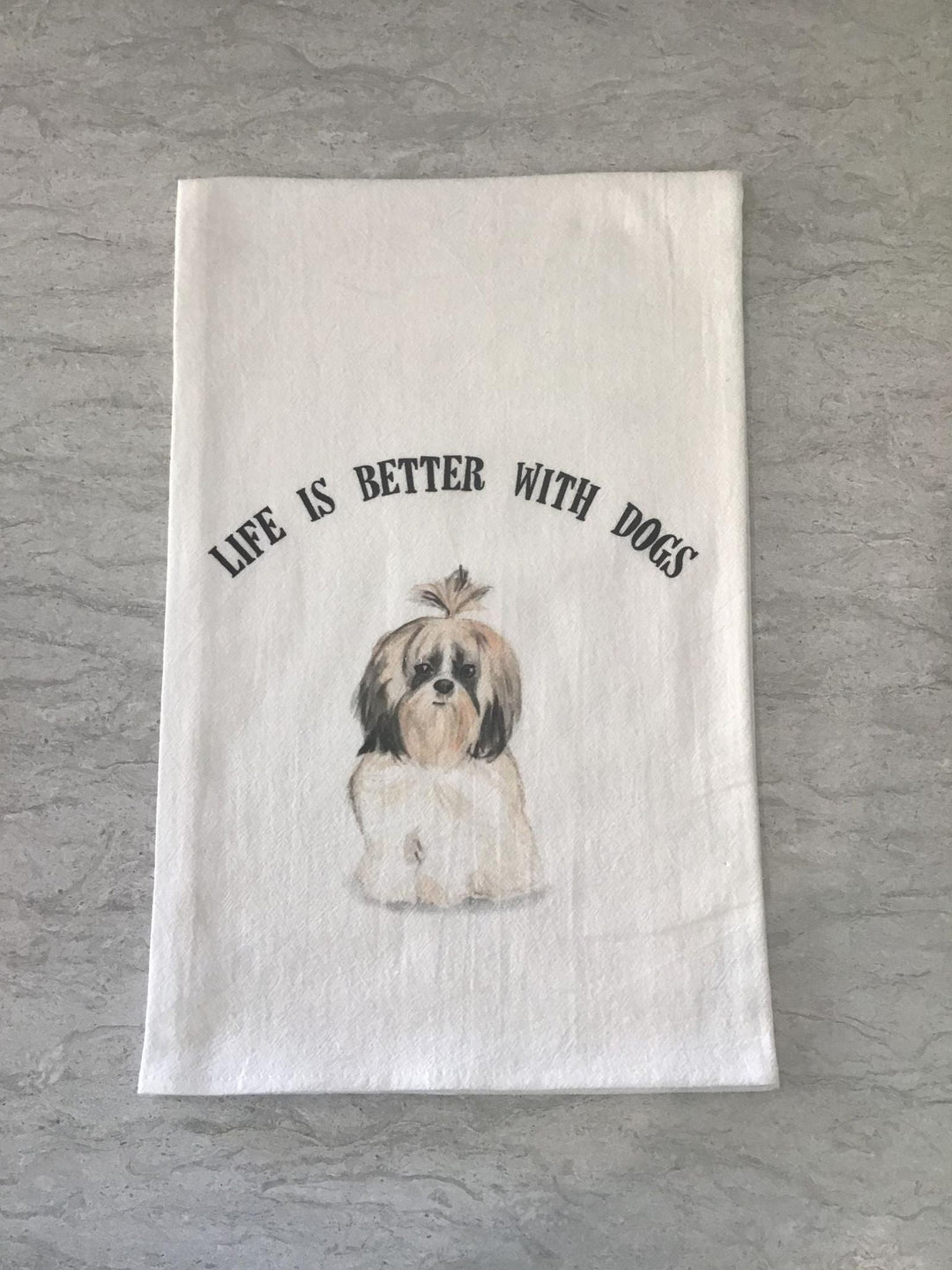 Cora &amp; Pate-Life is Better With Dogs Dishtowel - Leela and Lavender