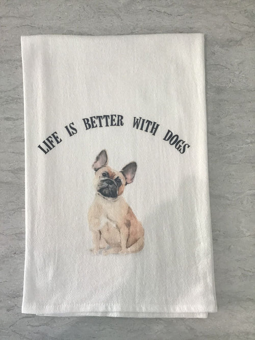 Cora & Pate-Life is Better With Dogs Dishtowel - Leela and Lavender