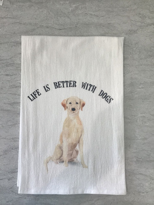 Cora & Pate-Life is Better With Dogs Dishtowel - Leela and Lavender