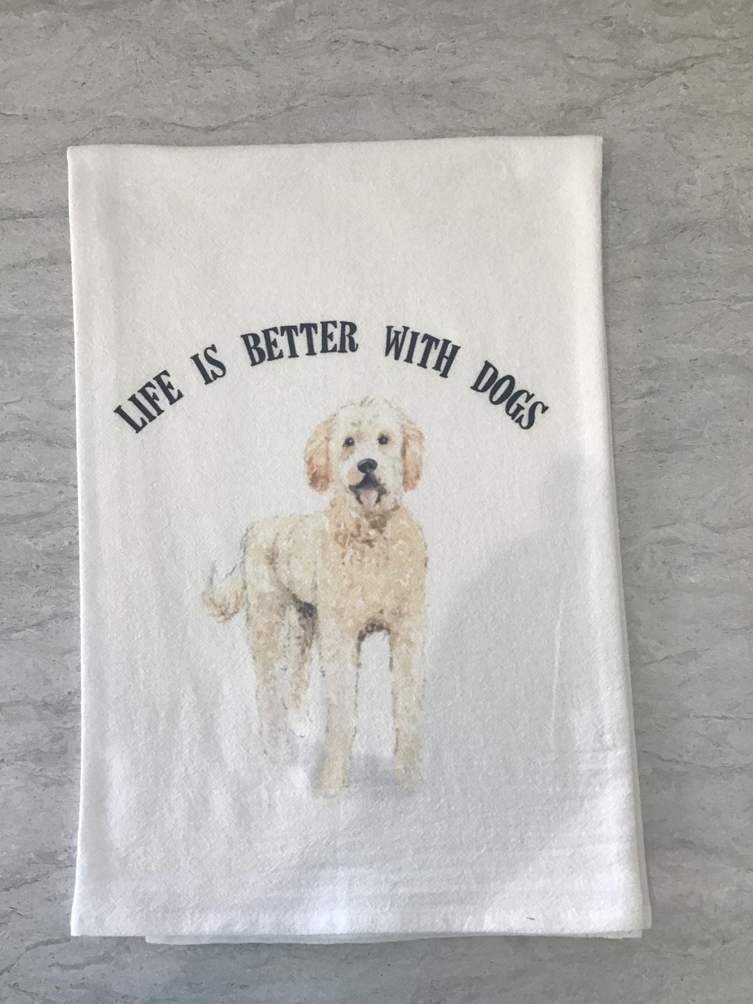 Cora &amp; Pate-Life is Better With Dogs Dishtowel - Leela and Lavender