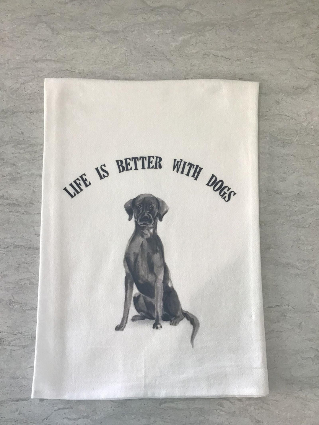 Cora &amp; Pate-Life is Better With Dogs Dishtowel - Leela and Lavender