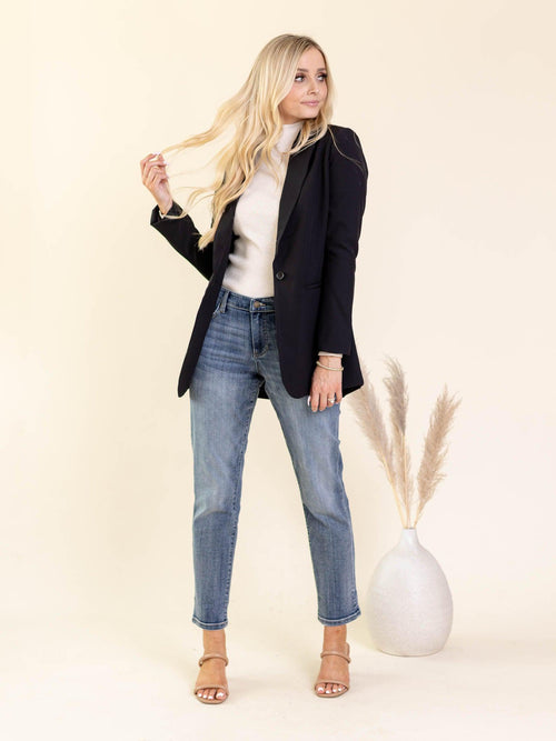 Liverpool-Liverpool Black Button Front Boyfriend Blazer - Leela and Lavender