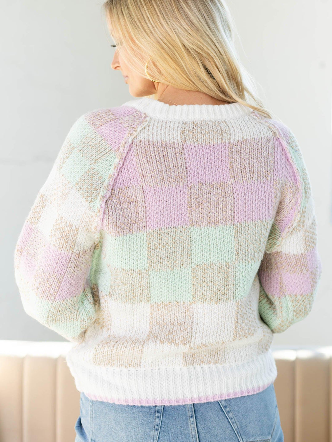 Vine & Love-Long Sleeve Color Block Sweater Top - Leela and Lavender
