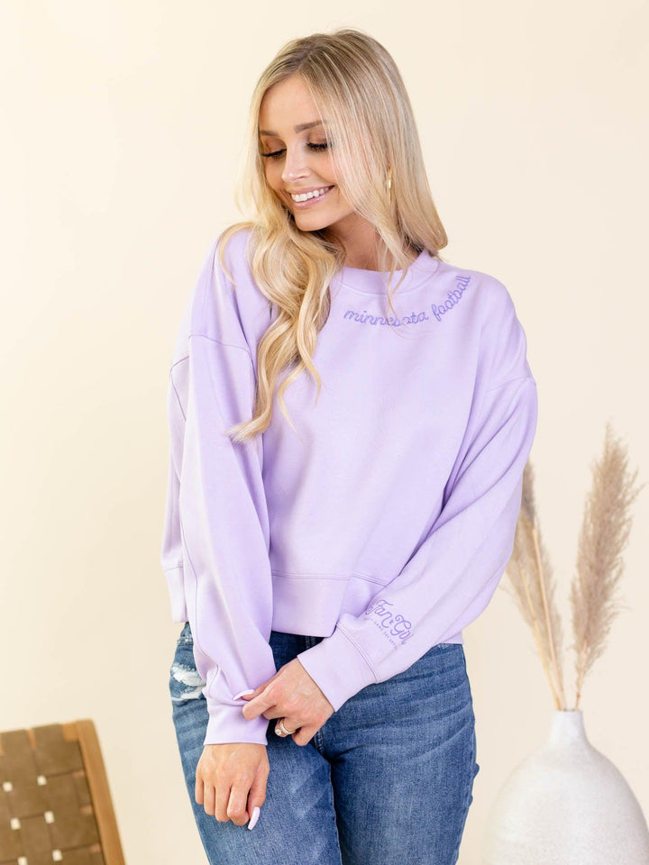 Fan Girl-MN Football Embroidered Crew - Leela and Lavender