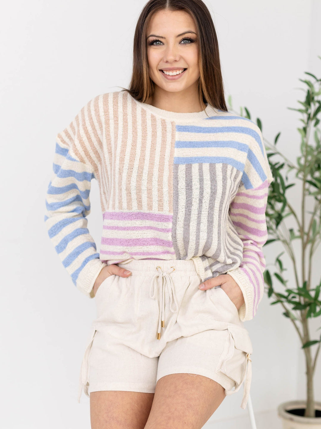 Multi Color Mix Stripe SweaterSweaters