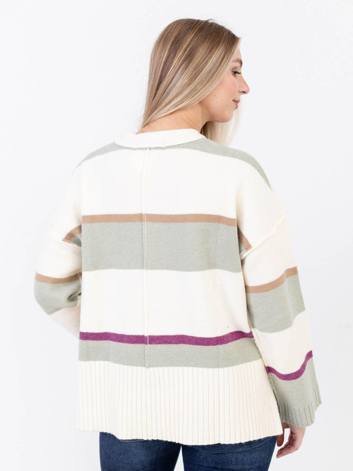 Wishlist-Multi Stripe Sweater With Reverse Stitch - Leela and Lavender