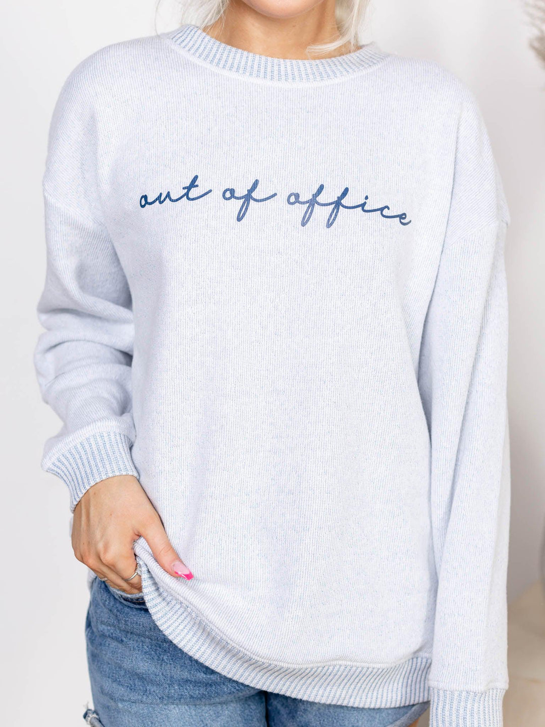 Chicka-D-Out of Office Sweater Fleece Crew - Leela and Lavender