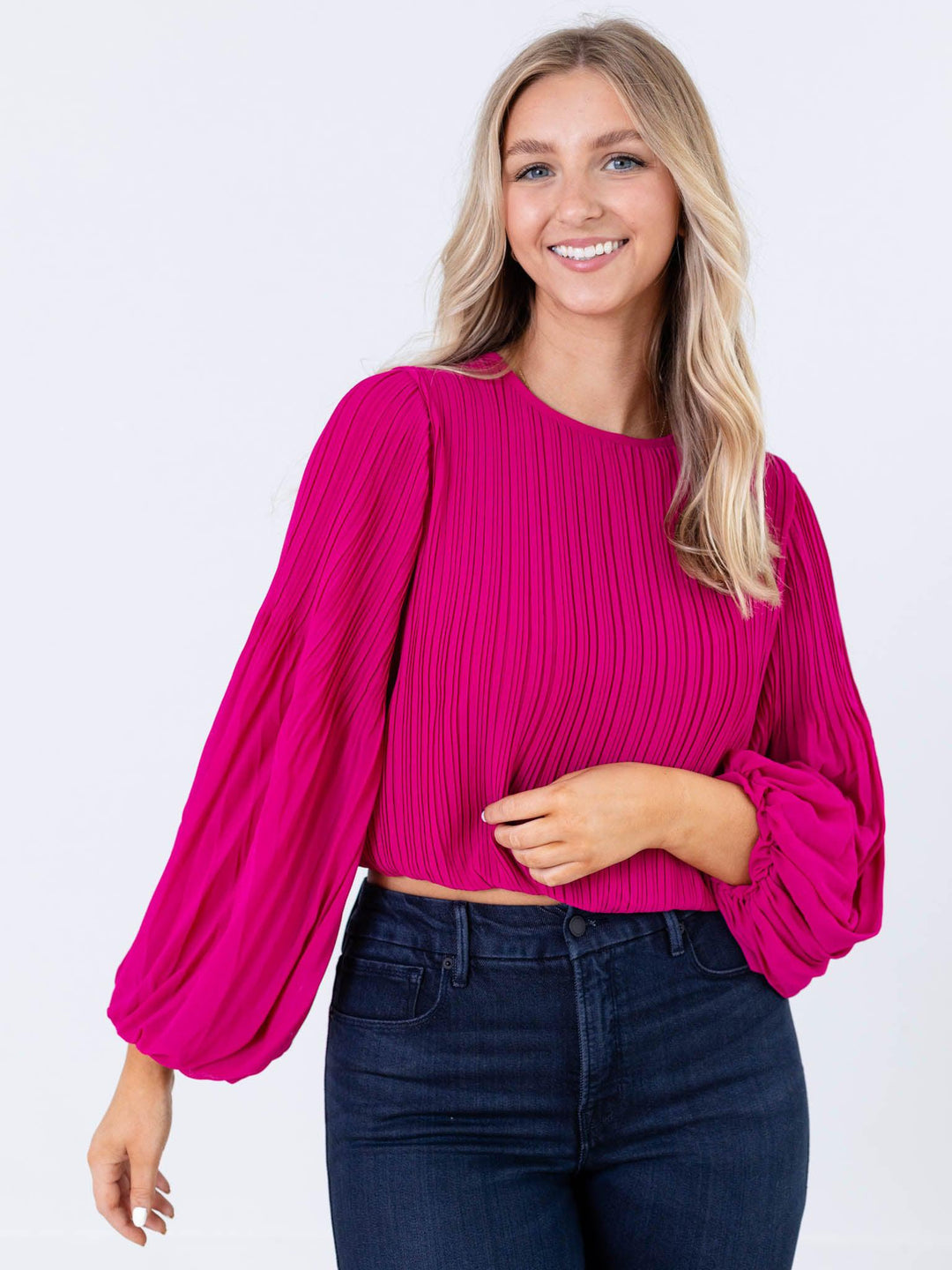 Pinch-Pleated Woven Top - Leela and Lavender