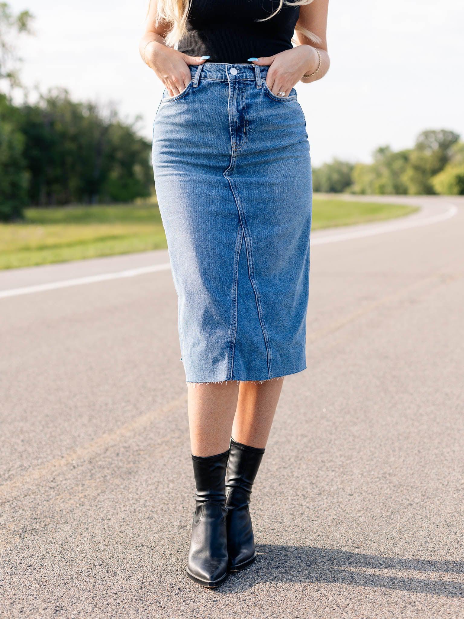 Vintage denim cheap skirt outfit