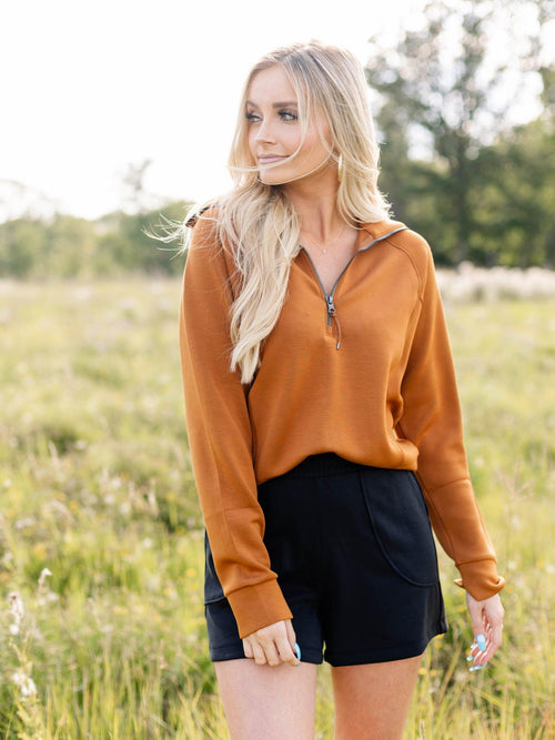 SPANX-Spanx Air Essentials Half Zip - Leela and Lavender