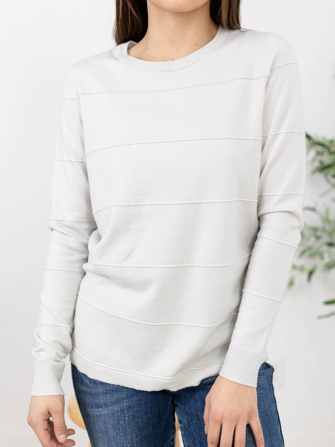 Stacatto-Stripe Texture Pin Tucked Pullover - Leela and Lavender
