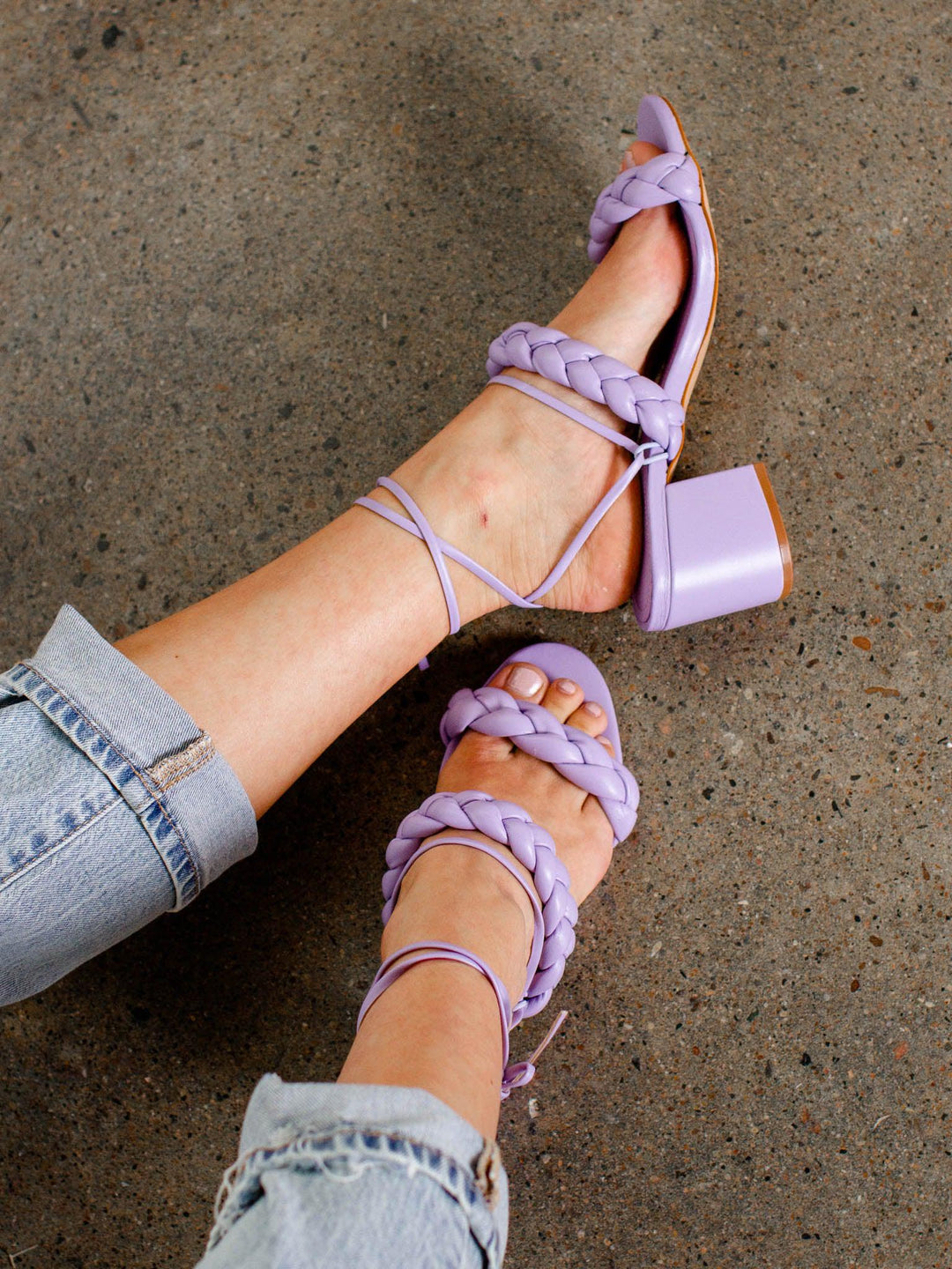 Schutz-Zarda Braided Ankle Wrap Sandal - Leela and Lavender